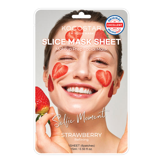 Kocostar I'm Your Mask Slice Mask Sheet - Makeup Prep Facial Mask - Strawberry Refining (6 Patches)